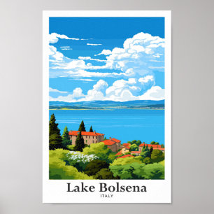 Lake Bolsena Italië Reizen Illustratie Poster