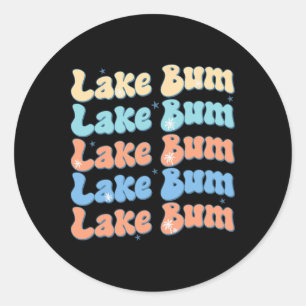 Lake Bum Retro Groovy Meer Leven Zomer Vibes Ronde Sticker