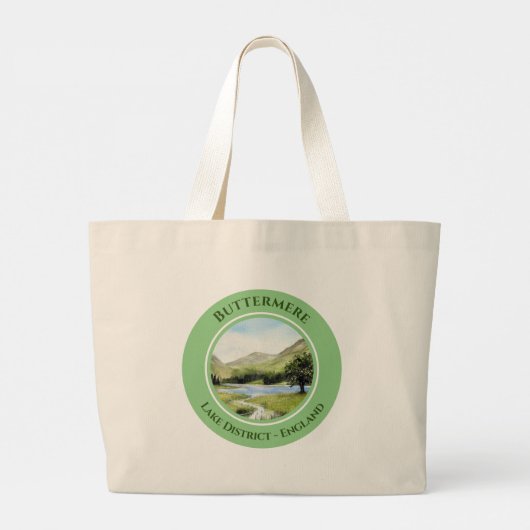 Lake Buttermere, Cumbria, Waterverf Engeland Grote Tote Bag (Achterkant)