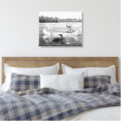 Lake Canoe Loon wasbeer Eekhoorn Canvas Afdruk (Insitu (Slaapkamer))