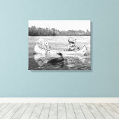 Lake Canoe Loon wasbeer Eekhoorn Canvas Afdruk (Insitu (Houten vloer))
