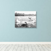 Lake Canoe Loon wasbeer Eekhoorn Canvas Afdruk (Insitu (Houten vloer))