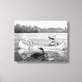 Lake Canoe Loon wasbeer Eekhoorn Canvas Afdruk (Voorkant)