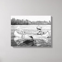 Lake Canoe Loon wasbeer Eekhoorn Canvas Afdruk