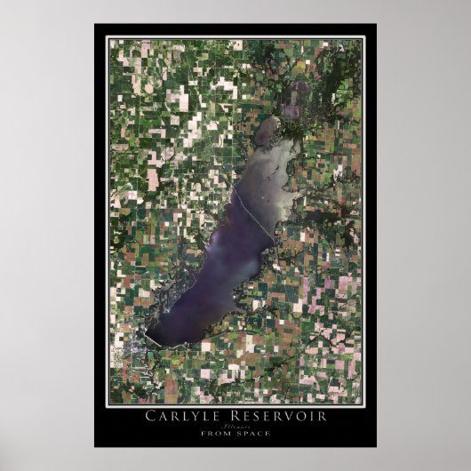 Lake Carlyle Illinois Satellite Poster Map (Voorkant)