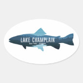 Lake Champlain New York Vermont Fish Ovale Sticker (Voorkant)