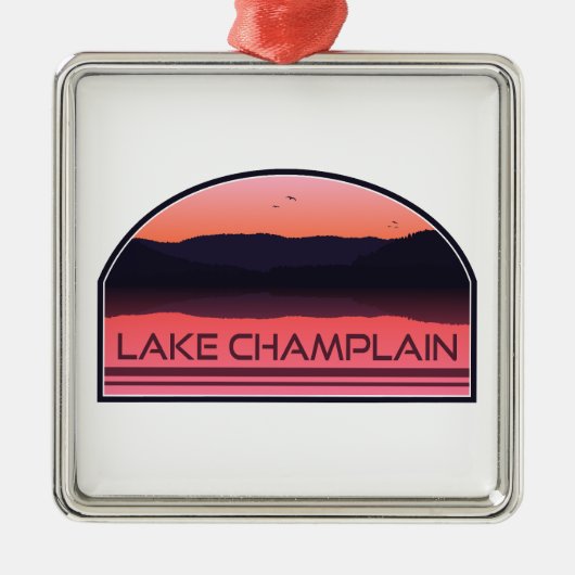 Lake Champlain New York Vermont Red Sunrise Metalen Ornament (Voorkant)