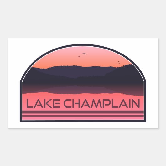 Lake Champlain New York Vermont Red Sunrise Rechthoekige Sticker (Voorkant)