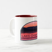 Lake Champlain New York Vermont Red Sunrise Tweekleurige Koffiemok (Voorkant links)