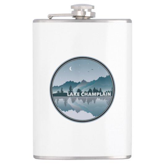 Lake Champlain New York Vermont Reflectie Heupfles (Voorkant)