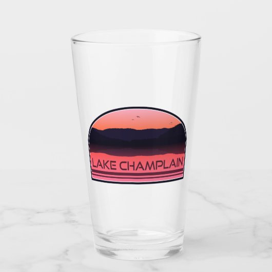 Lake Champlain New York Vermont Rode Zonsondergang Glas (Voorkant)