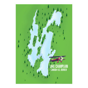 Lake Champlain USA Canada kaart poster
