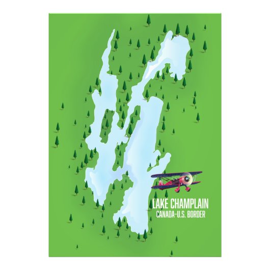 Lake Champlain USA Canada kaart poster (Voorkant)