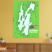 Lake Champlain USA Canada kaart poster Canvas Afdruk (Insitu (Woonkamer))