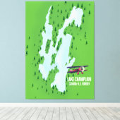 Lake Champlain USA Canada kaart poster Canvas Afdruk (Insitu (Houten vloer))