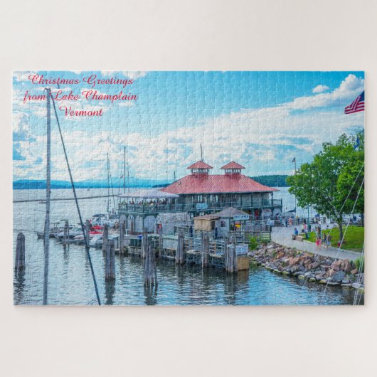 Lake Champlain  Vermont.Kerstgroeten Legpuzzel (Horizontaal)