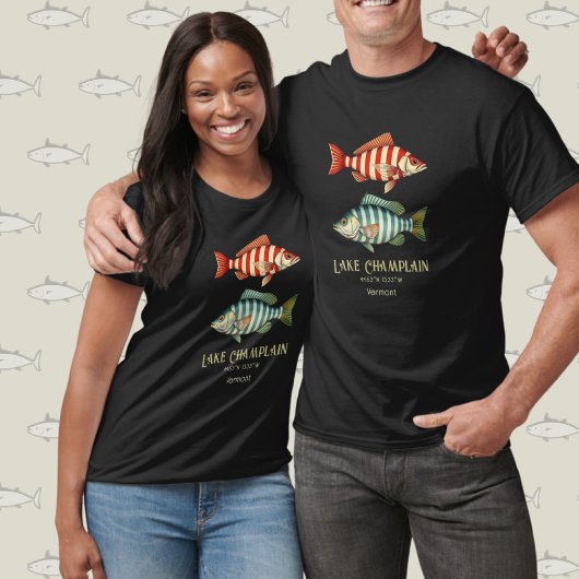 Lake Champlain Vermont nautische vis T-shirt