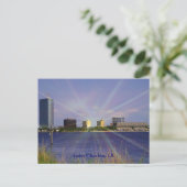Lake Charles, LA Skyline met Sunburst Briefkaart (Staand voorkant)