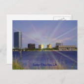 Lake Charles, LA Skyline met Sunburst Briefkaart (Voorkant / Achterkant)
