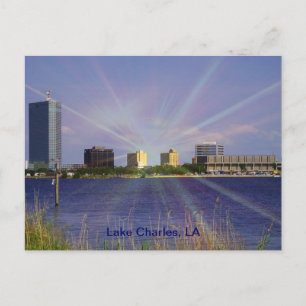 Lake Charles, LA Skyline met Sunburst Briefkaart