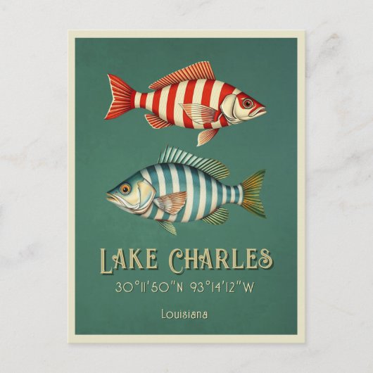 Lake Charles Louisiana gestreepte vis Briefkaart (Voorkant)