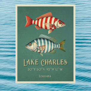 Lake Charles Louisiana gestreepte vis Briefkaart