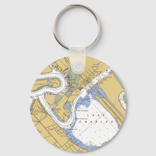 Lake Charles, Louisiana Nautical Harbour Chart key Sleutelhanger (Voorkant)