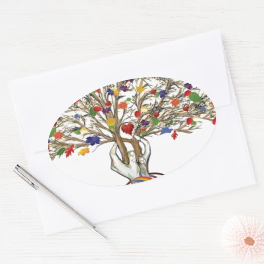 Lake Charles Pride Tree Ovale Sticker (Envelop)