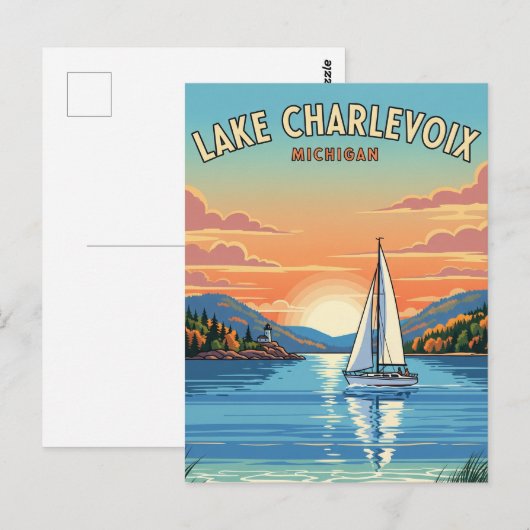Lake Charlevoix Michigan Reizen Briefkaart (Voorkant / Achterkant)