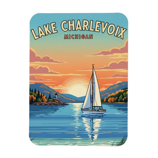 Lake Charlevoix Michigan Reizen Magneet (Verticaal)