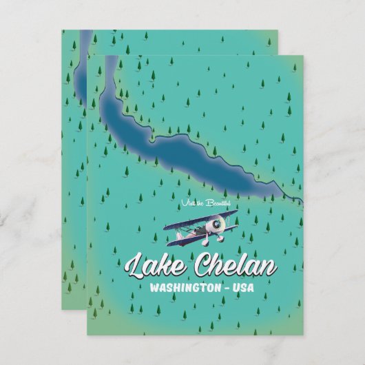 Lake Chelan Washington-kaart (Voorkant / Achterkant)