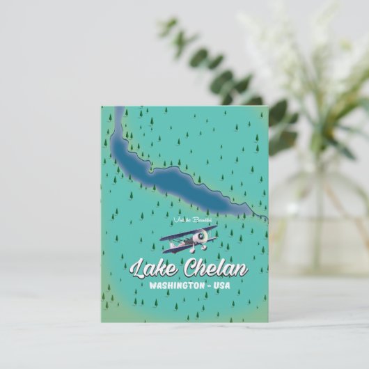 Lake Chelan Washington-kaart (Staand voorkant)