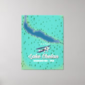 Lake Chelan Washington-kaart Canvas Afdruk (Voorkant)