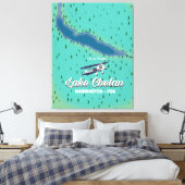 Lake Chelan Washington-kaart Canvas Afdruk (Insitu (Slaapkamer))