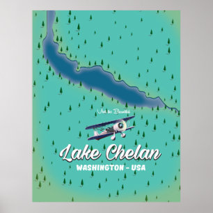 Lake Chelan Washington kaart Poster