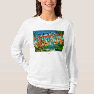 Lake Chelan, Washington - Large Letter Scenes T-shirt