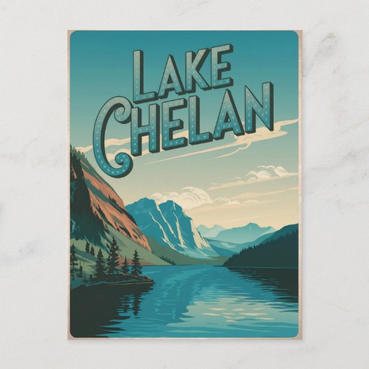 Lake Chelan Washington Vintage Briefkaart (Voorkant)