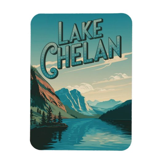 Lake Chelan Washington Vintage Magneet (Verticaal)