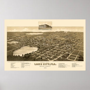 Lake City, FL Panoramic Map - 1885 Poster