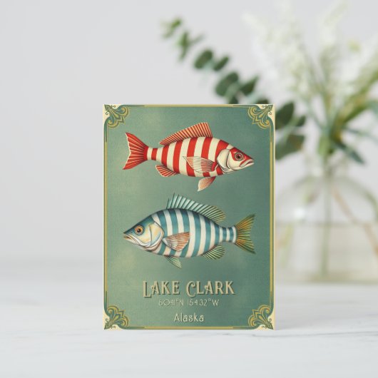 Lake Clark Alaska Verenigde Staten nautische vis B Briefkaart (Staand voorkant)