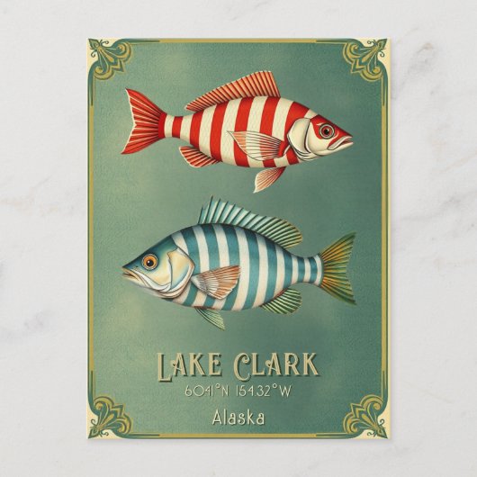 Lake Clark Alaska Verenigde Staten nautische vis B Briefkaart (Voorkant)