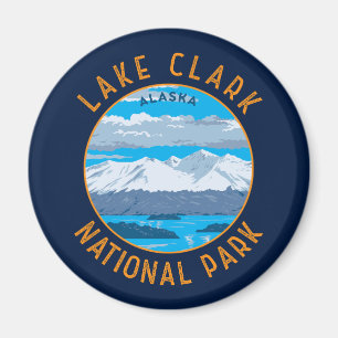 Lake Clark Nationaal Park Retro Distress Circle Magneet
