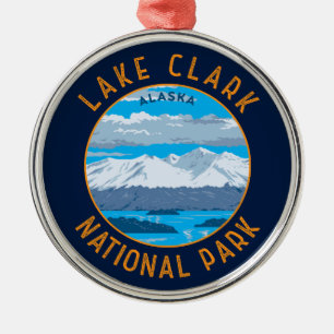 Lake Clark Nationaal Park Retro Distress Circle Metalen Ornament