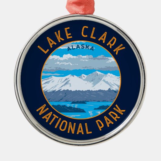 Lake Clark Nationaal Park Retro Distress Circle Metalen Ornament (Voorkant)