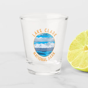 Lake Clark Nationaal Park Retro Distress Circle Shot Glas