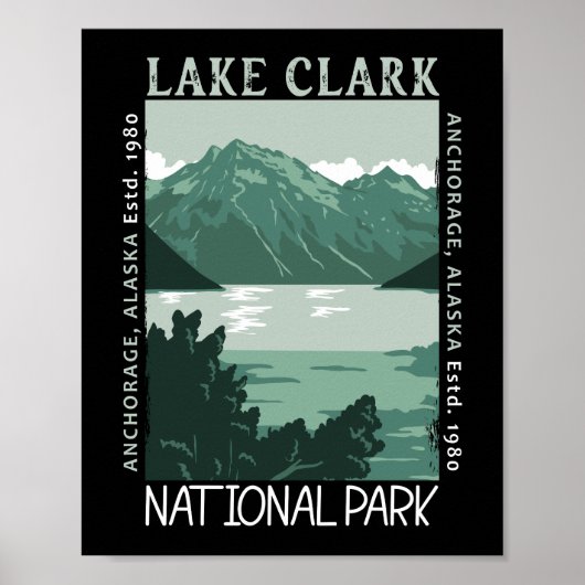 Lake Clark National Park Alaska Vintage Distressed Poster (Voorkant)