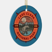 Lake Clark National Park Brown Beer Retro Compass Keramisch Ornament (Rechts)