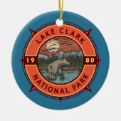Lake Clark National Park Brown Beer Retro Compass Keramisch Ornament (Voorkant)