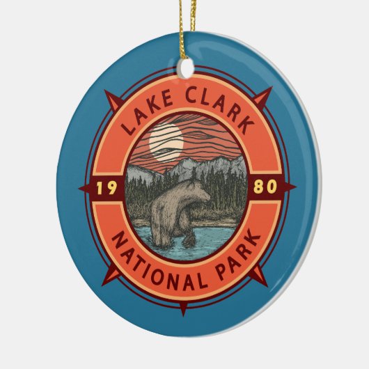 Lake Clark National Park Brown Beer Retro Compass Keramisch Ornament (Links)