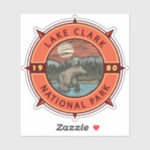 Lake Clark National Park Brown Beer Retro Compass Sticker (Vel)